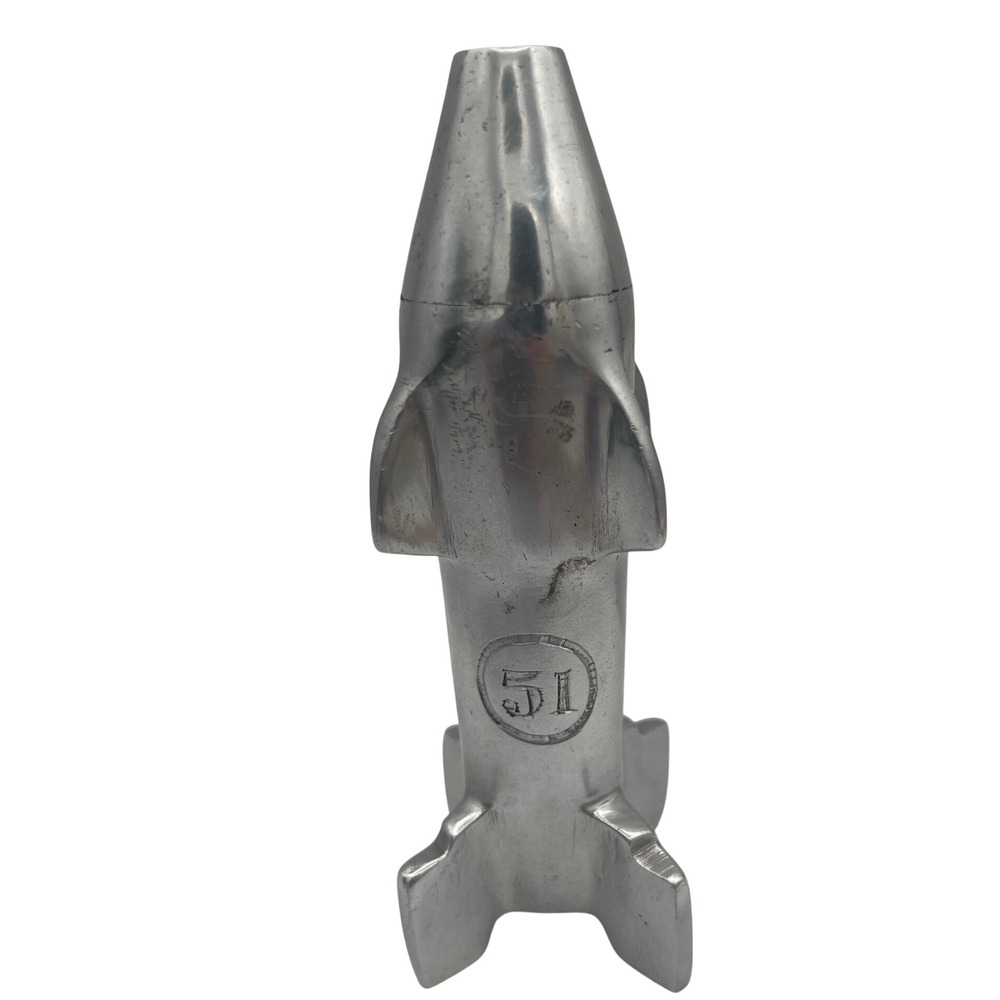 Vtg Style Cast Aluminum Rocket Pencil Sharpener Desk Decor Militaria collectible